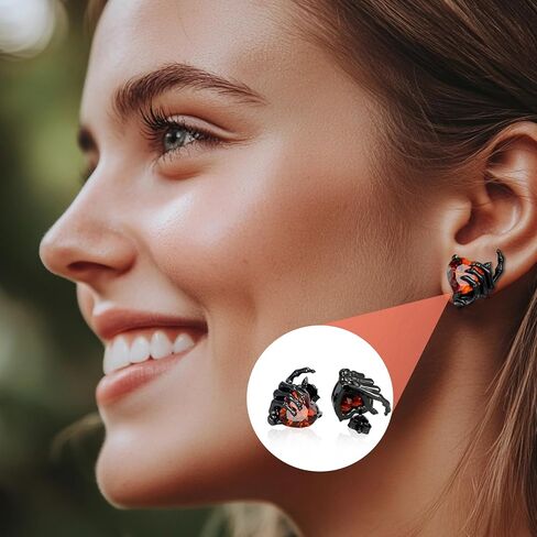 القوطية الجمجمة الهيكل العظمي أقراط للرجال ، وأقراط هيكلية يدوية ، مجوهرات جمجمة للنساء in Kuwait