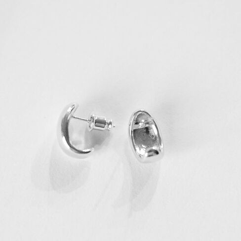 Small Gold Dome Huggie Hoop Earrings | 18K Gold Plated Sterling Silver Post Huggie Stud Earrings | Tapered Teardrop Open Hoop Earrings for Women in Kuwait