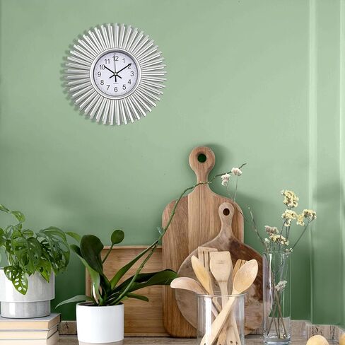 ساعة حائط للمطبخ، ساعات حائط ذهبية بأشعة الشمس تعمل بالبطارية، ساعة حائط مزخرفة حديثة مقاس 10 بوصة لغرفة المعيشة وغرفة النوم والمطبخ والحمام والمكتب in Kuwait