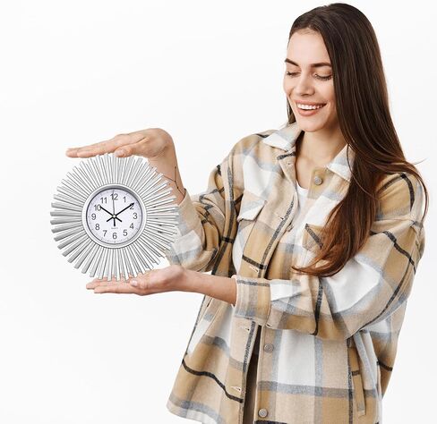 ساعة حائط للمطبخ، ساعات حائط ذهبية بأشعة الشمس تعمل بالبطارية، ساعة حائط مزخرفة حديثة مقاس 10 بوصة لغرفة المعيشة وغرفة النوم والمطبخ والحمام والمكتب in Kuwait