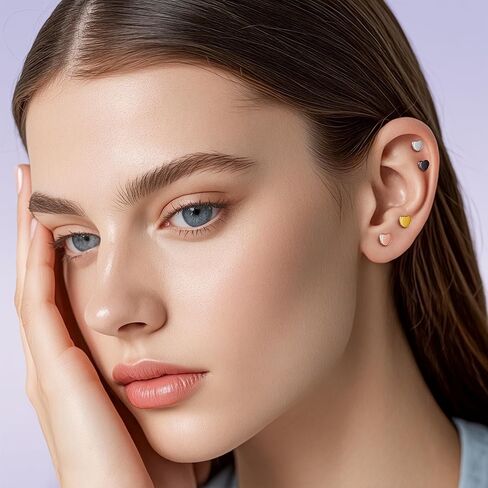 Limerencia G23 Hypoallergenic Titanium Flatback أقراط القلب المسع in Saudi Arabia