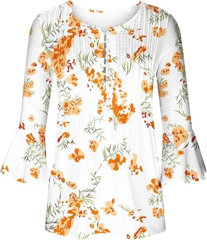 LRMQS 3/4 Length Sleeve Womens Tops 2025 Casual Summer Boho Spring Tunic Shirts Trendy Floral Bohemian Blouses Ladies Clothes in Saudi Arabia