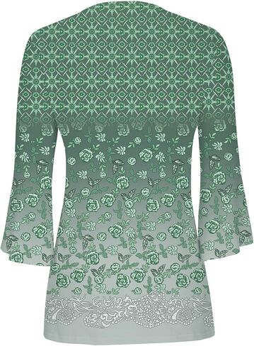 LRMQS 3/4 Length Sleeve Womens Tops 2025 Casual Summer Boho Spring Tunic Shirts Trendy Floral Bohemian Blouses Ladies Clothes in Saudi Arabia