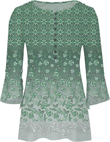 LRMQS 3/4 Length Sleeve Womens Tops 2025 Casual Summer Boho Spring Tunic Shirts Trendy Floral Bohemian Blouses Ladies Clothes in Saudi Arabia
