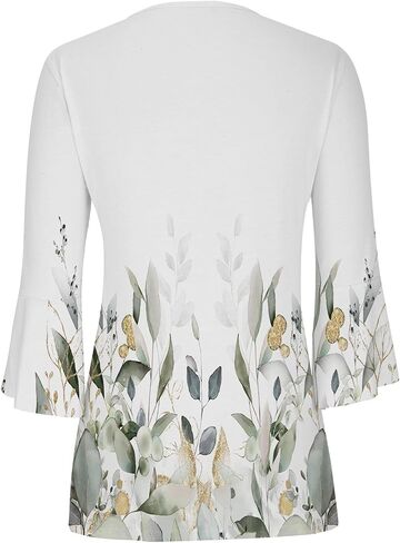 LRMQS 3/4 Length Sleeve Womens Tops 2025 Casual Summer Boho Spring Tunic Shirts Trendy Floral Bohemian Blouses Ladies Clothes in Saudi Arabia