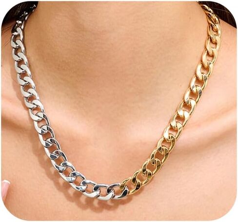 Chunky Gold Snake Chain Choker Necklace for Women Trendy 14K Gold Plated Thick Snake Chain African Collar Exaggerated Necklace Bold Punk Rock Statement Necklace with Adjustable Chain in Kuwait