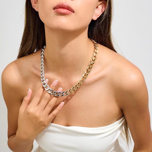 Chunky Gold Snake Chain Choker Necklace for Women Trendy 14K Gold Plated Thick Snake Chain African Collar Exaggerated Necklace Bold Punk Rock Statement Necklace with Adjustable Chain in Kuwait