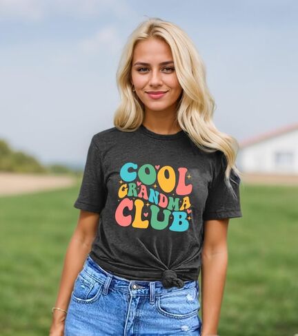 Grandma Shirt for Women Cool Grandma Club T-Shirt Funny Floral Graphic Tee Letter Print Casual Short Sleeve Tops in Saudi Arabia