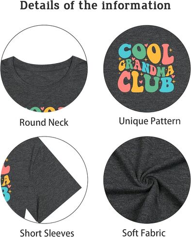 Grandma Shirt for Women Cool Grandma Club T-Shirt Funny Floral Graphic Tee Letter Print Casual Short Sleeve Tops in Saudi Arabia