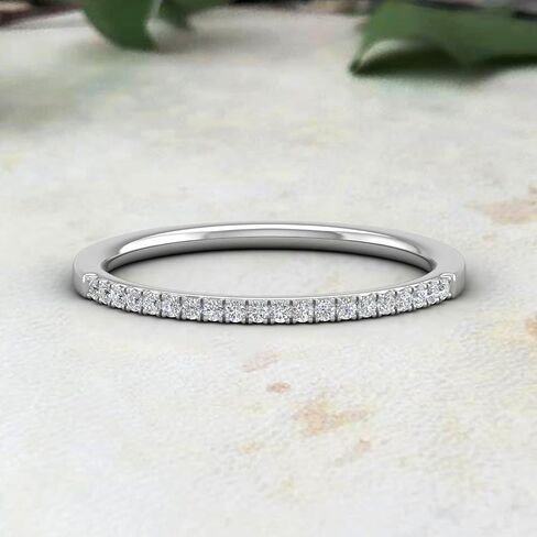 1/10 to 1/3 Carat Diamond Semi-Eternity Wedding Band Ring in 10K White Gold in Saudi Arabia