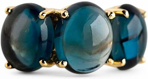 حلقة Topaz Blue Blue - 14K الذهب الأصفر الذهب المجوهرات الولادة ، وعربة كابوشون أو وعد بوعد للنساء ، عيد الحب ، فكرة هدية عيد الأم in Saudi Arabia