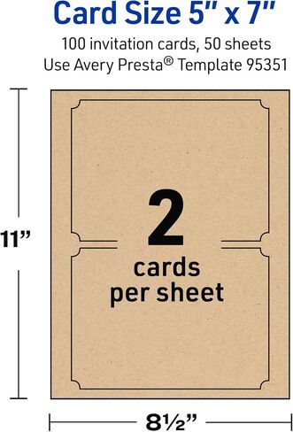 Avery Printable Rectangle Cards with Scalloped Edges with Sure Feed Technology, 5" x 7", Kraft Brown Cardstock, Laser/Inkjet, 20 Total, Great for Invitation Cards and Thank You Cards in Saudi Arabia
