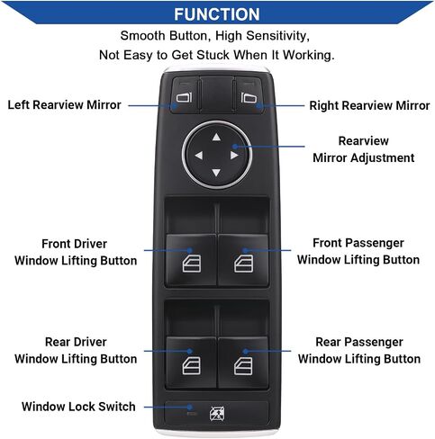 Master Power Window Switch Button Front Driver Side Compatible with 08 09 10 11 12 Mercedes Benz C230 C250 C280 C300 C350 C63 E500 E63 AMG E350 E550 GLK350, Replaces OEM A2049055302 in Saudi Arabia