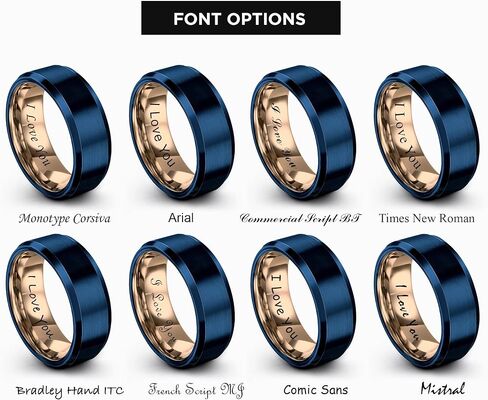 Tungsten Carbide Wedding Band Ring 8mm for Men Women 18K Rose Gold Blue Grey Exterior Bevel Edge Brushed Polished Personalized Custom Engraving Anniversary Engagement in Saudi Arabia