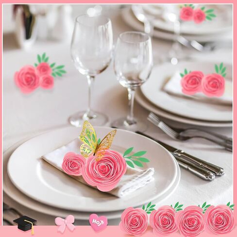 36 PCS 3D مدفوقة الورود الاصطناعية الورق الزهور للحرف اليدوية تخرج Cap Decory Decor Mini Crafts DIY هدية للتخرج زفاف الظل مربع الإطار الكعكة (الوردي الداكن) in Saudi Arabia