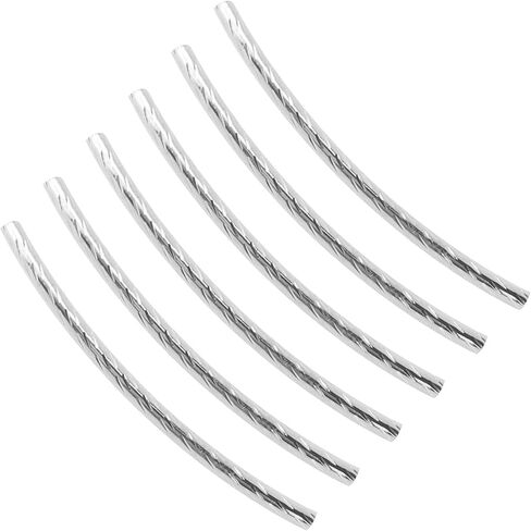 200Pcs Curved Noodle Tube, Brass Tube Beads Long Curved Tube Making Accessories Spacer Beads Long Sleek Beads Brass Tube(Silver) in Saudi Arabia