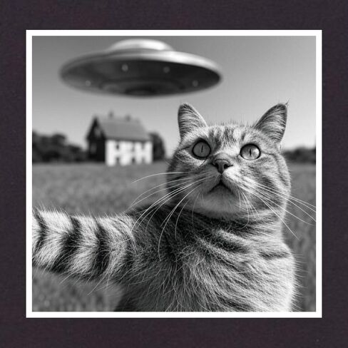 Go All Out Cat Discovering UFO During Selfie Funny Women V Neck T-Shirt in Saudi Arabia