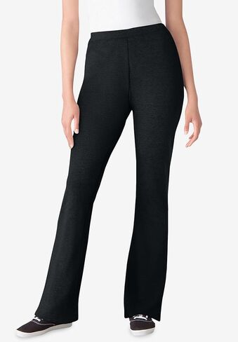 Woman Within Plus Size Stretch-Cotton Knit Pull-On Bootcut Leggings in Saudi Arabia