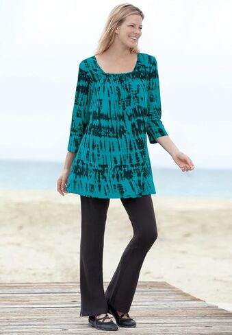 Woman Within Plus Size Stretch-Cotton Knit Pull-On Bootcut Leggings in Saudi Arabia