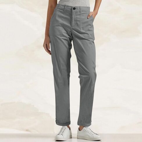 Anjikang Work Pants Women Dressy Casual Plus Size Wide Leg Cargo Khakis High Waist Straight Twill Chino Slacks Ankle Pants in Kuwait