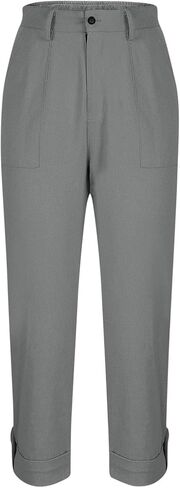 Anjikang Work Pants Women Dressy Casual Plus Size Wide Leg Cargo Khakis High Waist Straight Twill Chino Slacks Ankle Pants in Kuwait