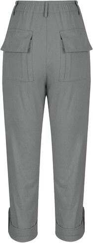 Anjikang Work Pants Women Dressy Casual Plus Size Wide Leg Cargo Khakis High Waist Straight Twill Chino Slacks Ankle Pants in Kuwait