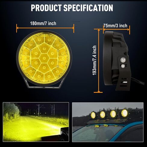biglion.x 7inch amber lights lights زوج جولة LED LED أضواء القيادة 210W 32000LM Amber أصفر الضباب أضواء مضادة للماء IP68 للشاحنات الالتقاط 4x4 SUV ATV UTV in Kuwait