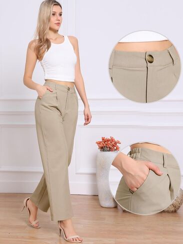 Allegra K Wide Leg Dress Pants for Women's Casual Work High Waisted Dressy Trousers in Kuwait