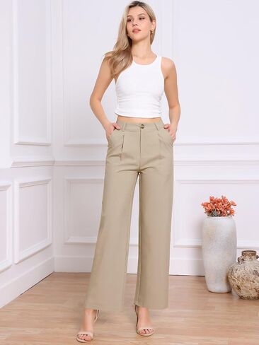 Allegra K Wide Leg Dress Pants for Women's Casual Work High Waisted Dressy Trousers in Kuwait