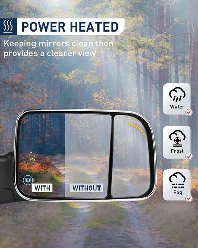 ECCPP Rear View Mirrors Towing Mirrors fit for 2003-2009 for Dodge for Ram 2500/3500 with Power Control Heated Turn Signal Light ADP11633701S in Saudi Arabia