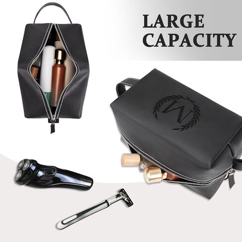 Unique Gifts Initial Letter Travel Toiletry Bag for Men Personalized PU Leather Waterproof Shaving Bag for Toiletries Accessories Travel Essentials Storage Bag Birthday Gifts for Men Him (J) in Saudi Arabia