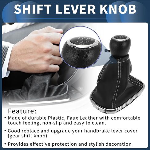 6 مقبض SPEED MANUAL GEAR SHIFTER مع غطاء ، مقبض رافعة SHIFTER عصا التروس لشيفروليه كروز 2010-2015 بلاستيك فو ، جلد أبيض ، 1 جهاز كمبيوتر in Saudi Arabia