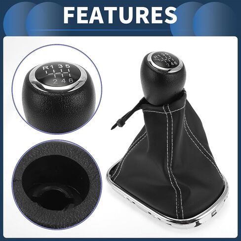 6 مقبض SPEED MANUAL GEAR SHIFTER مع غطاء ، مقبض رافعة SHIFTER عصا التروس لشيفروليه كروز 2010-2015 بلاستيك فو ، جلد أبيض ، 1 جهاز كمبيوتر in Saudi Arabia