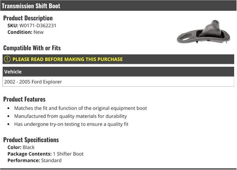 حذاء تحول النقل - متوافق مع 2002-2005 Ford Explorer in Saudi Arabia