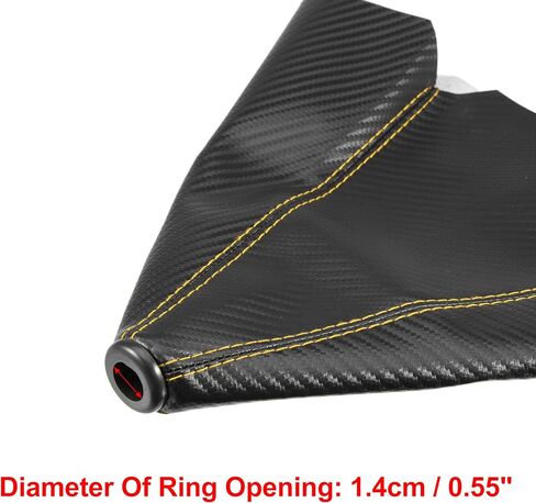 X AUTOHAUX Faux Leather Gear Shifter Knob Cover Car Dust Boot 1.4cm/0.55inch Carbon Fiber Pattern Black Yellow in Saudi Arabia