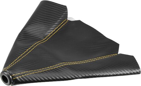 X AUTOHAUX Faux Leather Gear Shifter Knob Cover Car Dust Boot 1.4cm/0.55inch Carbon Fiber Pattern Black Yellow in Saudi Arabia