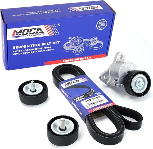 MOCA Serpentine Belt Component Kit Fit 08-17 for Jeep Compass, 08-16 Patriot, 11-14 for Chrysler 200, 07-10 Sebring 2.4L, 09-17 for Dodge Journey, 08-14 Avenger 2.4L in Saudi Arabia