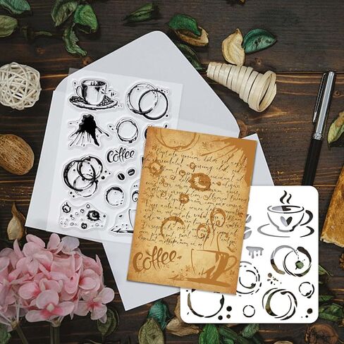 Globleland Coffee Cup Clear Clear Clear Clear Metal Lably Porticle Cuttor Die Cuts Words Pet Paint Craft Stencils for Card in Saudi Arabia