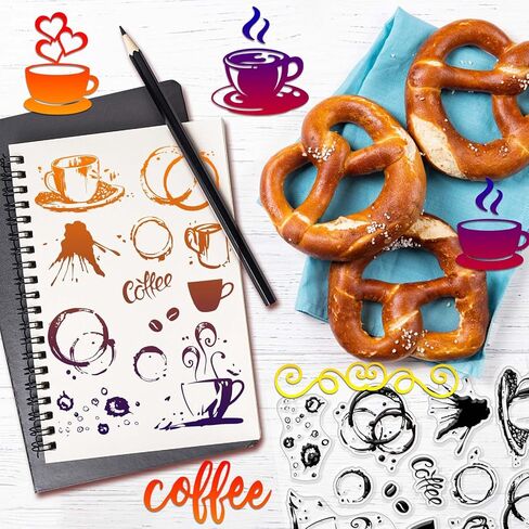 Globleland Coffee Cup Clear Clear Clear Clear Metal Lably Porticle Cuttor Die Cuts Words Pet Paint Craft Stencils for Card in Saudi Arabia