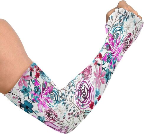 JUNZAN Gardening Sleeves Sun Protection Cooling Sleeves for Women Men with Thumb Hole Spring Birds Flowers in Saudi Arabia