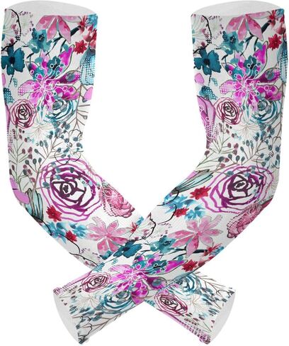 JUNZAN Gardening Sleeves Sun Protection Cooling Sleeves for Women Men with Thumb Hole Spring Birds Flowers in Saudi Arabia