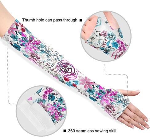 JUNZAN Gardening Sleeves Sun Protection Cooling Sleeves for Women Men with Thumb Hole Spring Birds Flowers in Saudi Arabia
