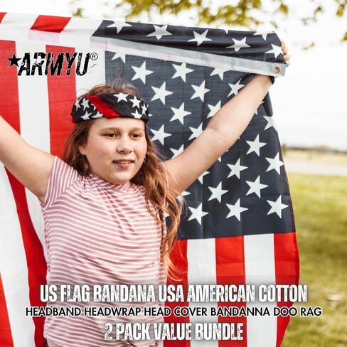 US Flag Bandana USA American Cotton Costband Head Cover Bandanna doo Doo 2-Pack 2-pack in Saudi Arabia