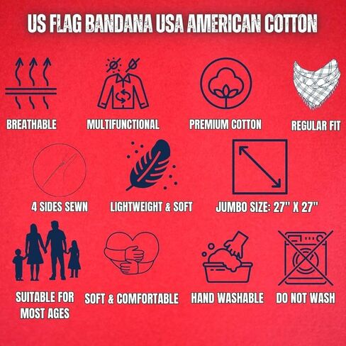 US Flag Bandana USA American Cotton Costband Head Cover Bandanna doo Doo 2-Pack 2-pack in Saudi Arabia