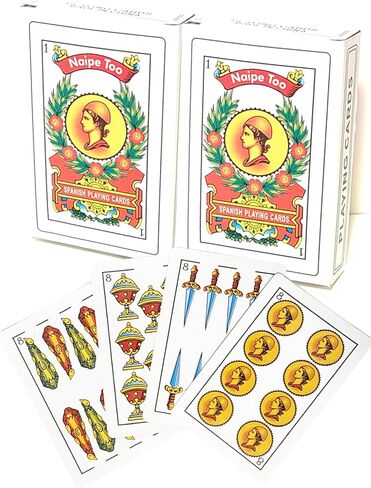 أوراق اللعب الإسبانية ، Baraja Española - 48 Card Deck Mexicana Naipes (1-12 في 4 بدلات + 2 Jokers) ، تصميم أمريكا اللاتينية التقليدية ، متينة وسلسة لـ Truco ، Brisca ، Casino Games in Kuwait