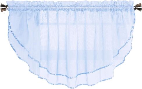 ستارة Voile Valance Surtain للنوافذ حجم 54 في × 24 في الأسقلوب مع شريط للمطابخ وغرفة المعيشة وغرفة الطعام والحمام ونوافذ الخليج والطابق السفلي وغرفة الغسيل (الأزرق) in Saudi Arabia