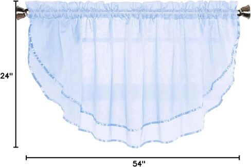 ستارة Voile Valance Surtain للنوافذ حجم 54 في × 24 في الأسقلوب مع شريط للمطابخ وغرفة المعيشة وغرفة الطعام والحمام ونوافذ الخليج والطابق السفلي وغرفة الغسيل (الأزرق) in Saudi Arabia