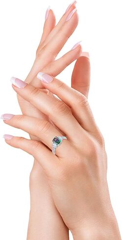 Blue Apple Co. Emerald قطع ثلاثة خاتم خطوبة الزفاف جولة Zirconia Cubic 925 Sterling Silver in Kuwait
