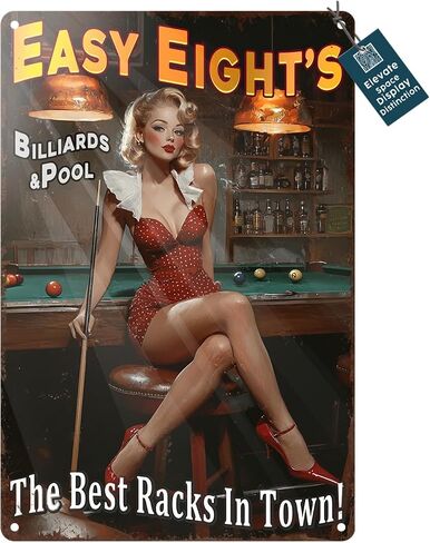 Easy Eight's Pin Up Girl Metal Tin Sign Vintage Retro Wall Art Rustic Bar Decor in Kuwait