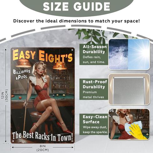 Easy Eight's Pin Up Girl Metal Tin Sign Vintage Retro Wall Art Rustic Bar Decor in Kuwait